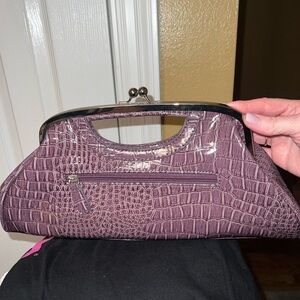 Elegant Purple Crocodile-Embossed Clutch. EUC